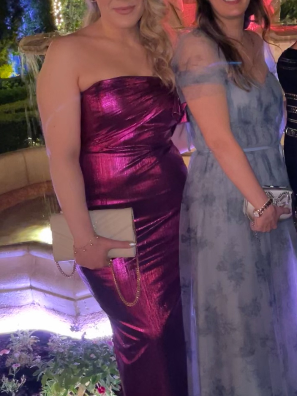 Black halo strapless DIVINA COLUMN Gown Metallic Fuchsia Evening Gown size 10